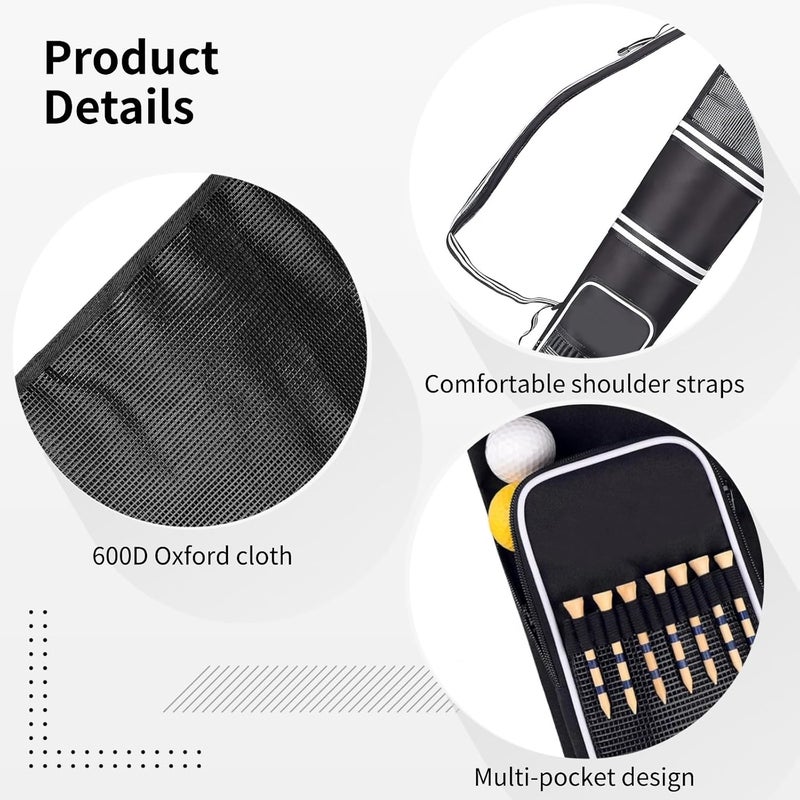 DORMIYA Golf Sunday Bag, Lightweight Golf Carry Bag for 3-9 Clubs, 600D Oxford Cloth, Foldable, with Adjustable Sling Strap, 32 in / 81.3 cm, Black - Image 3